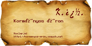 Kormányos Áron névjegykártya
