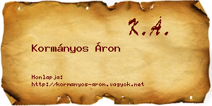 Kormányos Áron névjegykártya